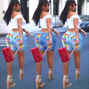 Jean lace up back rainbow shorts